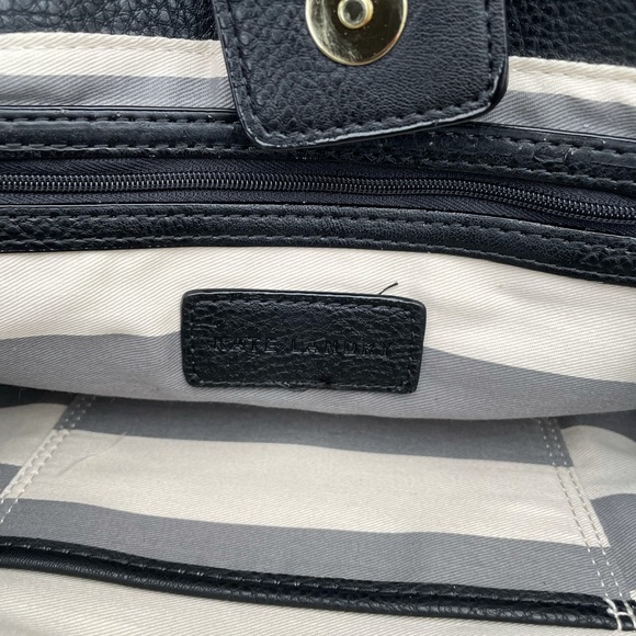 Kate Landry Tote Bag Purse Large Faux Leather Navy Blue Asymmetrical Pattern NEW - Picture 8 of 8